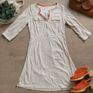 Patagonia Kamala Henley Dress Small Organic Cotton Chore Cream Orange 3/4 Sleeve